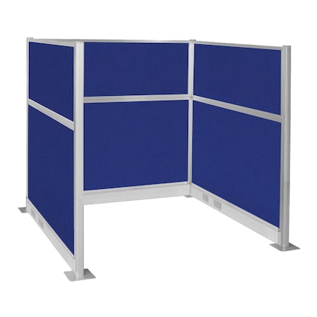 Versare Pre-Configured Hush Panel Electric Cubicle (U Shape) 6' x 6' Royal Blue Fabric 1859397